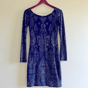 Macy’s Blue & Silver Sparkle Stretch Dress - Size S -  Retail $55